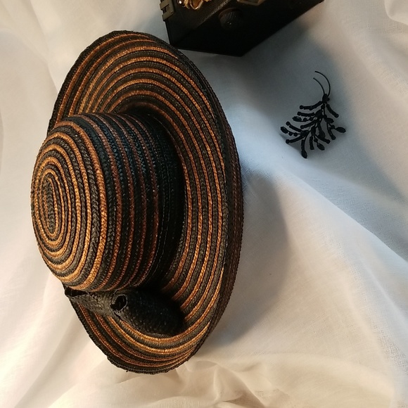 Straw Hat, Black and Brown, Like New, OS, $29 - Picture 4 of 9